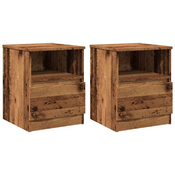 vidaXL Bedside Cabinet Set of 2 Old wood Engineered wood, metal Standard