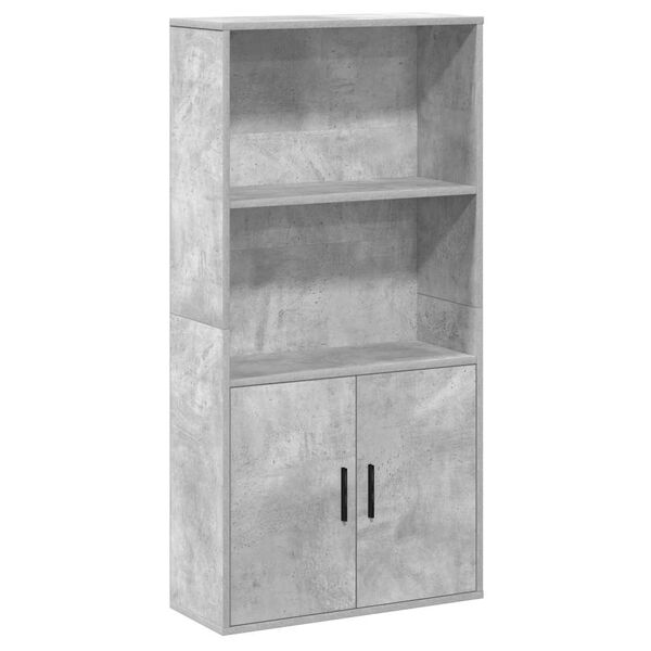 vidaXL Bookcase Concrete gray Engineered wood Medium Bookshelf