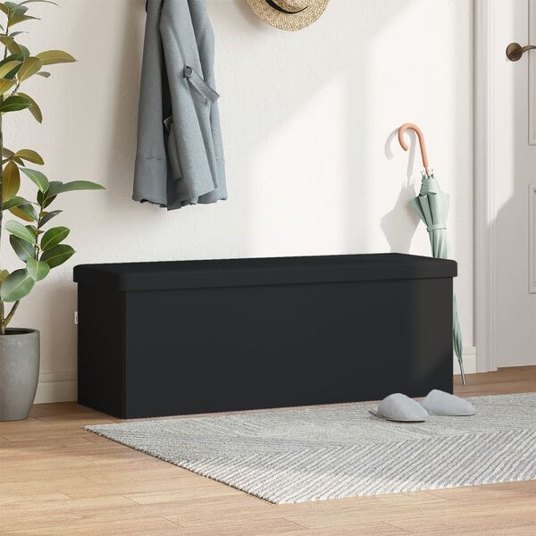 vidaXL Storage Bench Black PVC, engineered wood