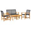 vidaXL Garden Lounge Set Black PE Rattan Medium Durable