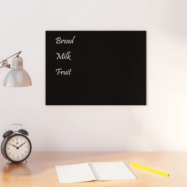 vidaXL Wall-mounted Magnetic Board Black 15.7"x11.8" Tempered Glass