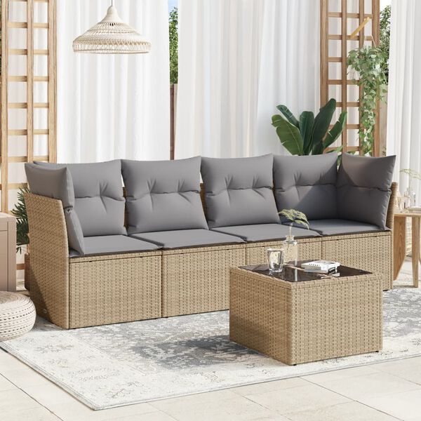 vidaXL Garden Sofa Set Beige, Light grey