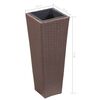 vidaXL Garden Raised Bed 11.8"x11.8"x31.5" Poly Rattan Brown