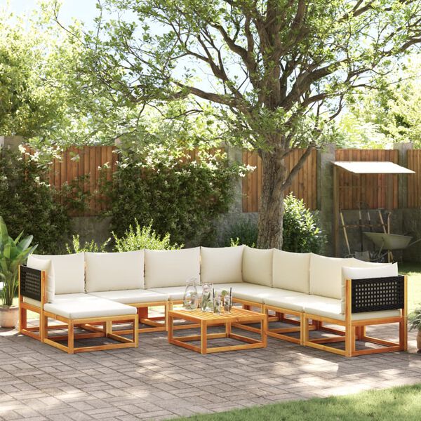 vidaXL Garden Sofa Set Black Solid Acacia Wood Large Modular