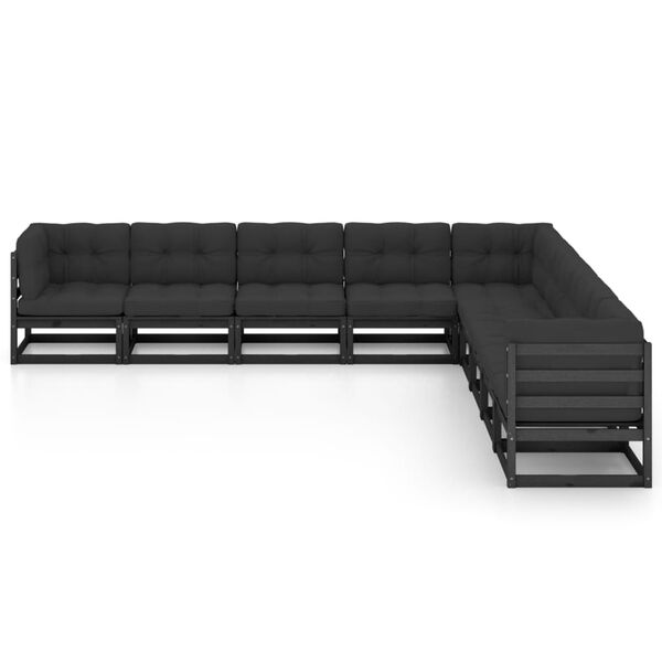 vidaXL Garden Lounge Set Black, Anthracite Solid pinewood, 100% polyester