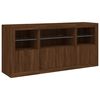 vidaXL Sideboard Brown oak Engineered wood, glass 56.1 x 14.6 x 26.4 in