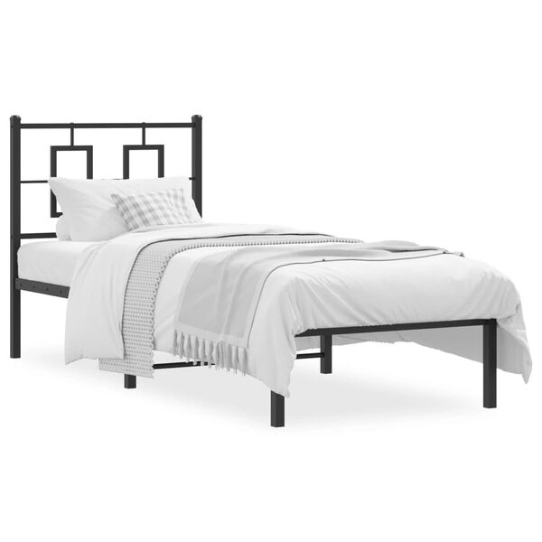 vidaXL Bed Frame Black Steel 31.5x79 in Bed Frame Rectangular Modern