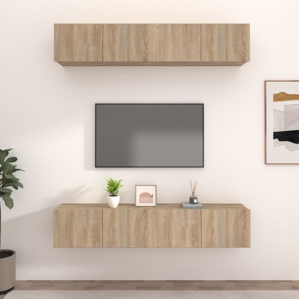 vidaXL TV Cabinet Set of 4 Sonoma Oak Engineered wood Medium