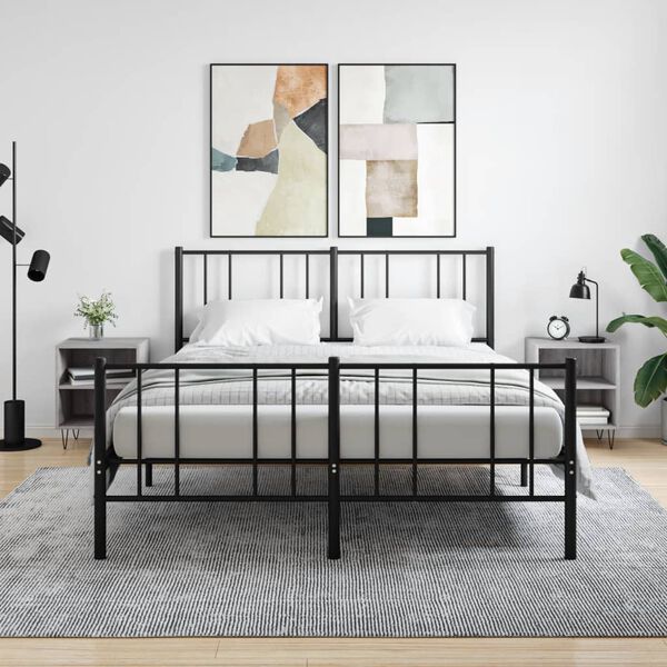 vidaXL Bedside Cabinet Set of 2 Grey Sonoma Engineered wood, Iron