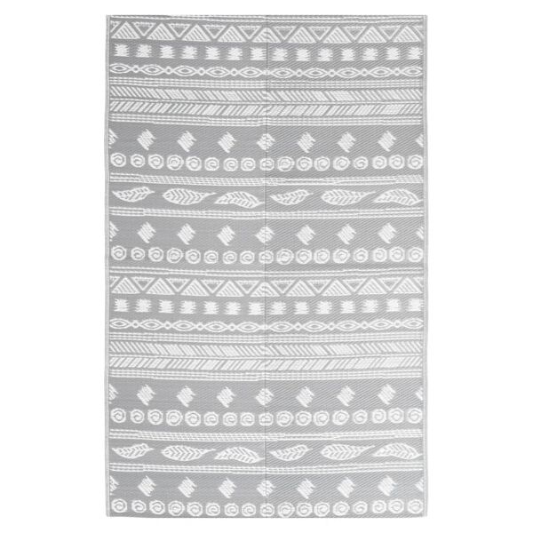 vidaXL Outdoor Rug Grey Polypropylene (PP) 63x79 in Decorative Inlays