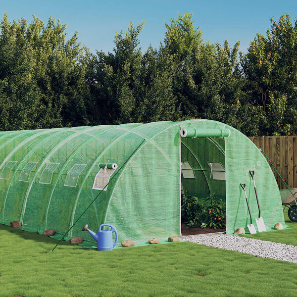 vidaXL Greenhouse Green Polyethylene and galvanized steel Large