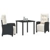 vidaXL Garden Dining Set 3 pcs Black poly rattan