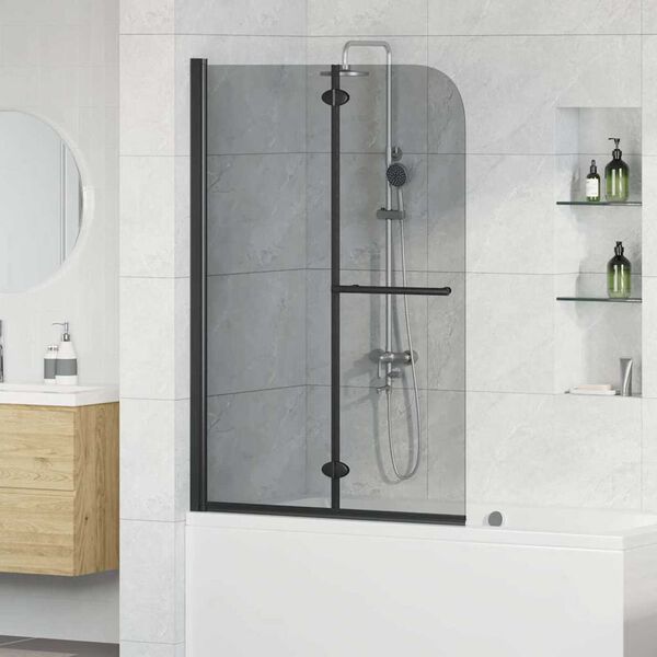 vidaXL Folding Shower Enclosure 2 Panels ESG 47.2"x55.1" Black