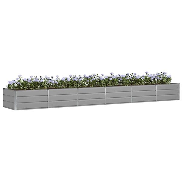 vidaXL Planter Light Grey 188.98 x 31.50 x 17.72 in Steel