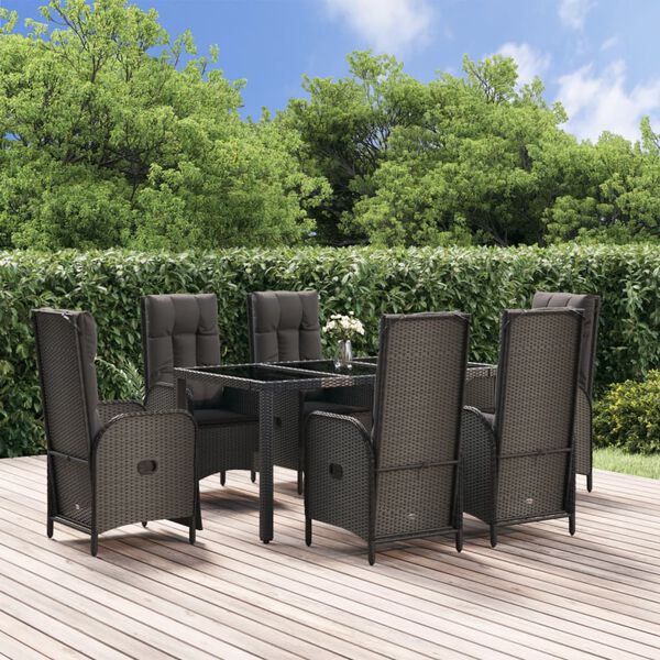 vidaXL Garden Dining Set Black