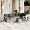 vidaXL Garden Sofa Set Light Grey Poly Rattan and Tempered Glass