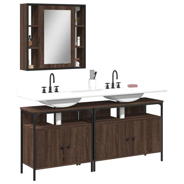 vidaXL Bathroom Cabinet Set Brown Oak