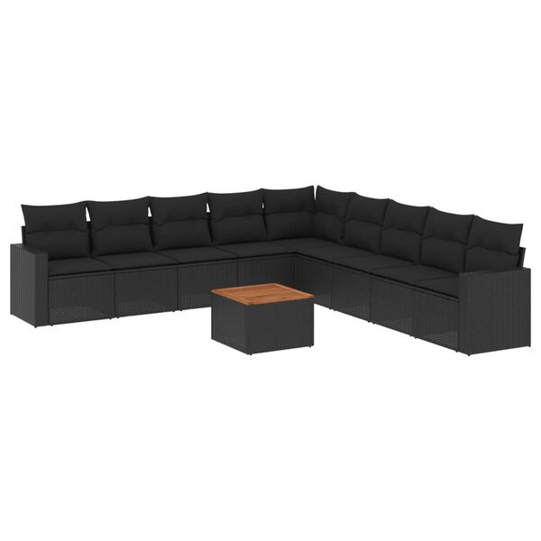 vidaXL Garden Sofa Set Black, Brown