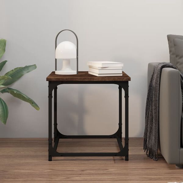 vidaXL Side Table Smoked oak Engineered wood Small Adjustable Feet