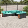 vidaXL Patio Sofa Set Black, Blue