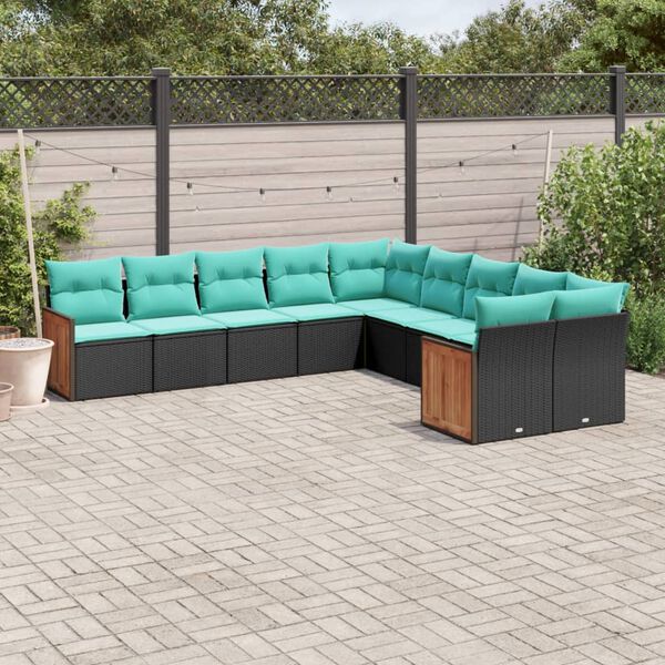 vidaXL Patio Sofa Set Black, Blue