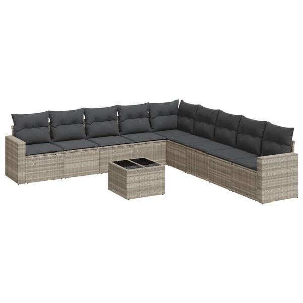 vidaXL Garden Sofa Set Light grey PE rattan Large Modular