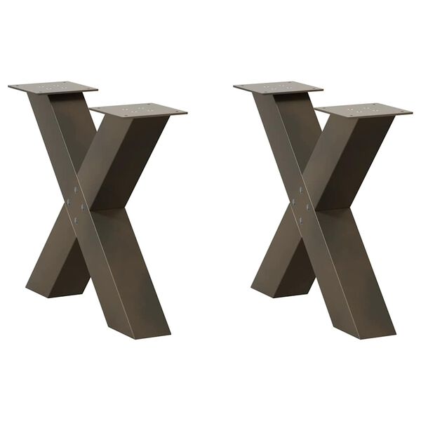 vidaXL Coffee Table Legs X-Shaped 2 pcs Natural Steel 19.7x(16.5-16.9)" Steel