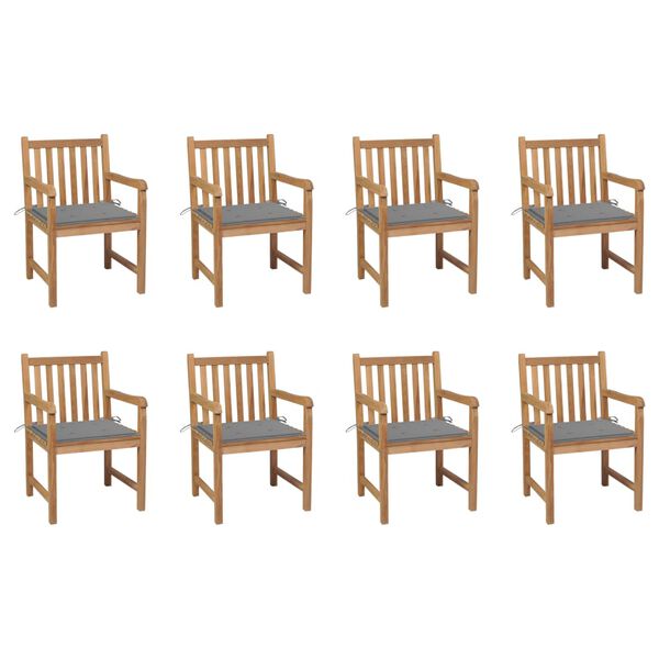 vidaXL Garden Chair Set of 8 Teak Solid Teak Wood Standard Durable