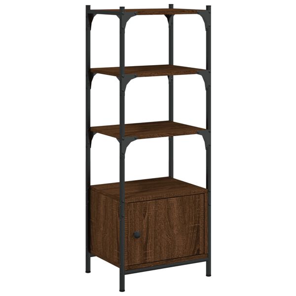 vidaXL Bookcase Brown Oak Engineered wood, metal 16.1 x 11.8 x 43.1 in