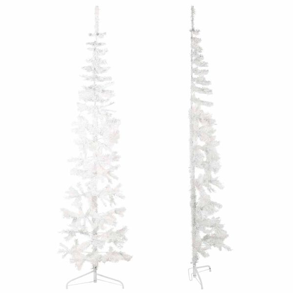 vidaXL Artificial Half Christmas Tree White PVC Slim Decorative Inlays