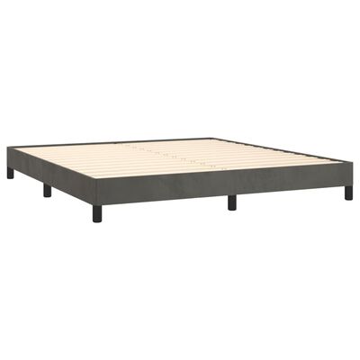 vidaXL Box Spring Bed with Mattress&LED Dark Gray King Velvet