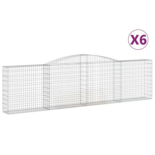 vidaXL Gabion Basket Set of 6 Silver Galvanized Iron
