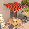 vidaXL Retractable Awning Orange and brown with white frame