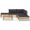 vidaXL Garden Lounge Set Dark Grey Bamboo 6 Piece Set Modular