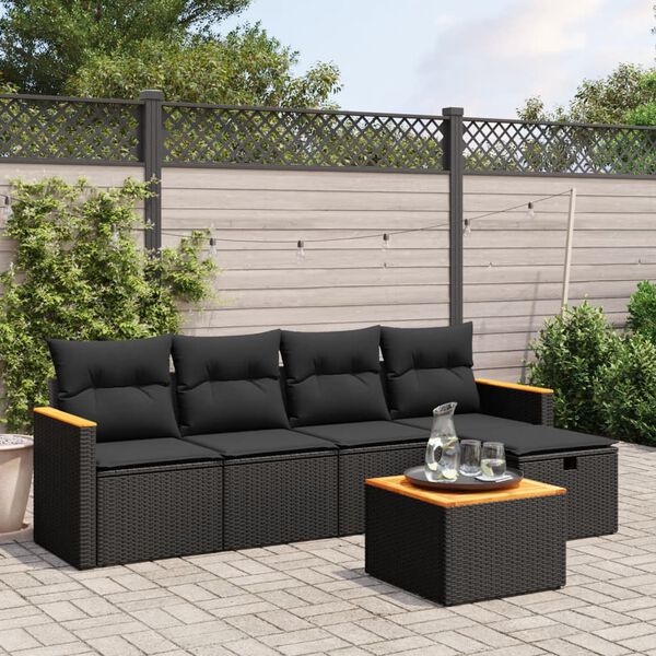 vidaXL Garden Sofa Set Black