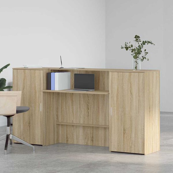 vidaXL Reception Desk Sonoma oak Engineered wood Large Reception Desk