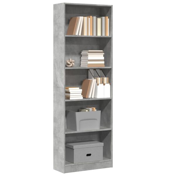vidaXL Bookcase Concrete Grey Engineered Wood Tall Bookcase