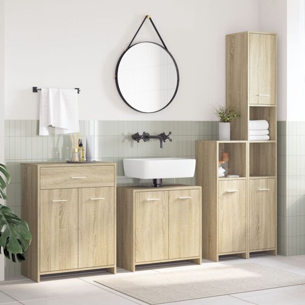 vidaXL Bathroom Furniture Set Sonoma Oak Engineered Wood Large Modern
