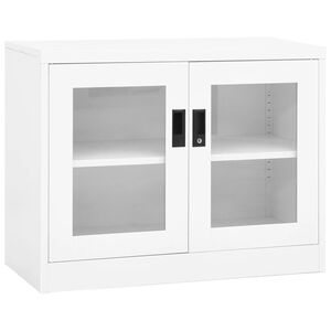 vidaXL Office Cabinet White Steel, tempered glass Medium Office Cabinet