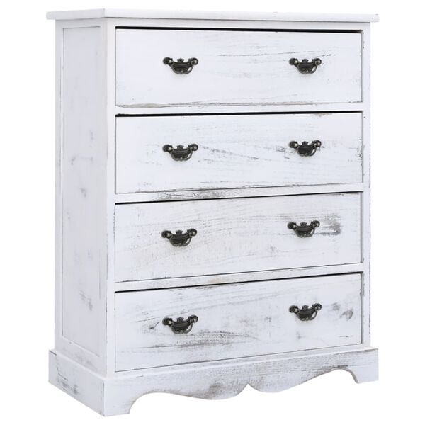 vidaXL Drawer Cabinet White Paulownia wood Medium Drawer Cabinet