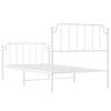 vidaXL Bed Frame White Powder-Coated Steel Twin Bed Frame Rectangular