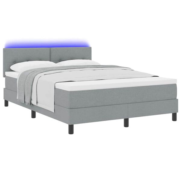 vidaXL Box Spring Bed with Mattress Light gray 55.1" x 74.8" fabric