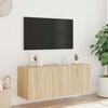 vidaXL TV Wall Stand with LED Lights Sonoma Oak 39.4"x13.8"x16.1"