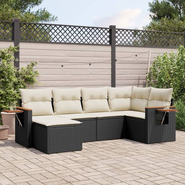 vidaXL Garden Sofa Set Black, Cream white