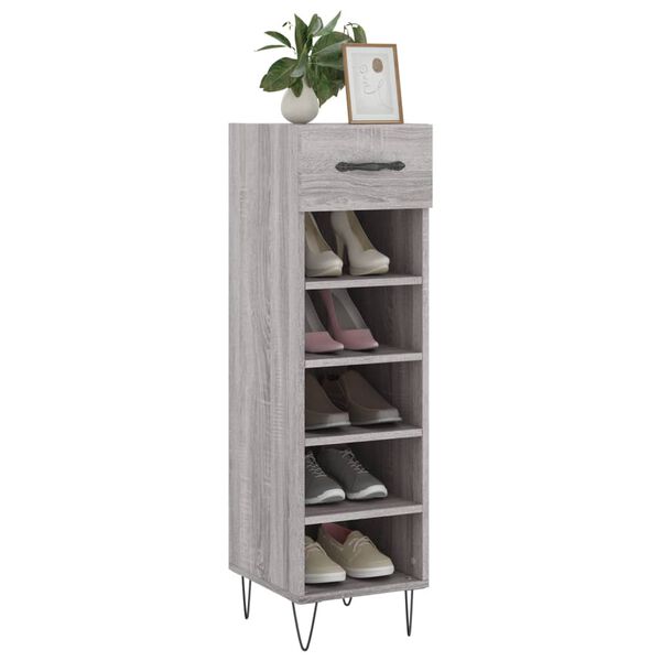 vidaXL Shoe Cabinet Grey Sonoma Engineered wood, iron, aluminum alloy