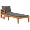 vidaXL Sun Lounger with 1 Armrest Dark Gray Solid Acacia Wood