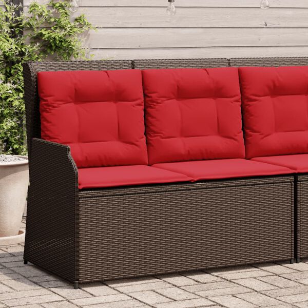 vidaXL Reclining Patio Bench Brown Poly Rattan, Powder-Coated Steel