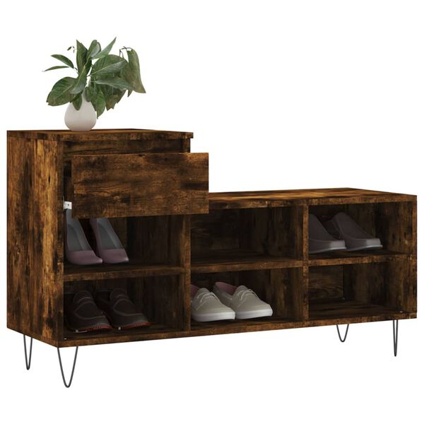 vidaXL Shoe Cabinet Smoked Oak Engineered wood Medium Shoe Cabinet