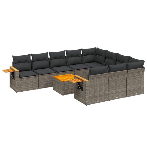 vidaXL Garden Sofa Set Grey PE rattan UV-resistant materials