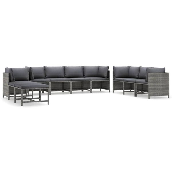 vidaXL Garden Lounge Set Grey, Anthracite PE (polyethylene) rattan